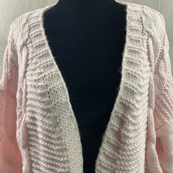 Pink Cable Knit Drop Shoulder Duster Cardigan - Picture 6 of 9